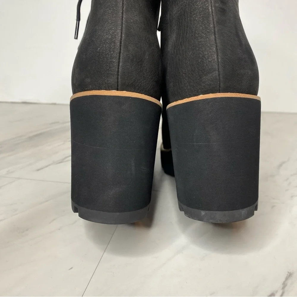 Eileen Fisher Alpine Black Wedge Lace Up Bootie 7 1/2